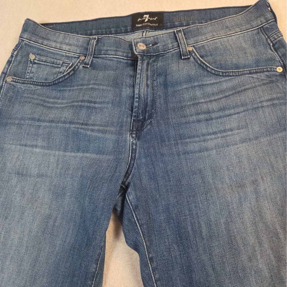 Seven For All Mankind Austyn Mens Straight Leg Jeans Med Wash Whisker Size 34/29 - Picture 2 of 14